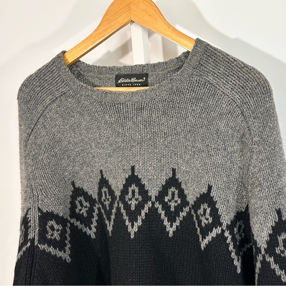 Hong Kong Eddie Bauer Lambswool Fair Isle Crewneck Sweater Outdoor Nordic XL - Picture 3 of 5